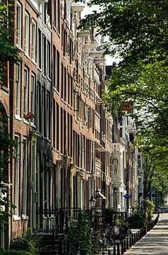 Façades de maisons avec jardin avant dans le centre ville d'Amsterdam aux Pays-Bas sur Dieter Walther