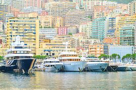Superyachts in the Monaco harbour during summer by Sjoerd van der Wal Photography
