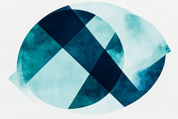 Geometrische melodie in blauw Cirkelvormige ritmes van stilte Donker van Poster Art Shop