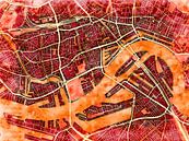 Kaart van Rotterdam centrum in de stijl 'Amber Autumn' van Maporia thumbnail