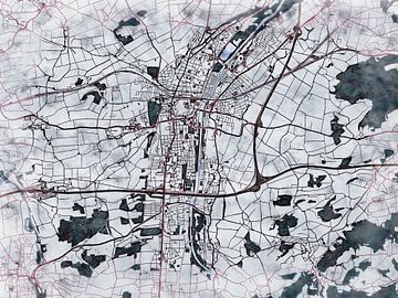 Kaart van Sankt Pölten in de stijl 'White Winter' van Maporia