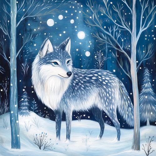 Wolf im Winterwald