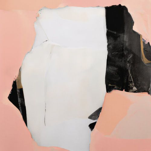 Collage modern abstrakt in weiß, schwarz und lachsrosa