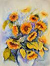 Zonnebloemen in Vaas van Rita Tielemans Kunst thumbnail