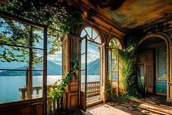 Palais abandonné au bord du lac – Vue romantique