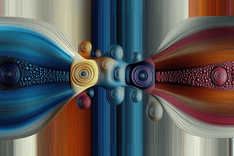 Abstract-Geometric shapes in 3D + line art by Ton Kuijpers