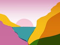 Colourful sunset digital screen print