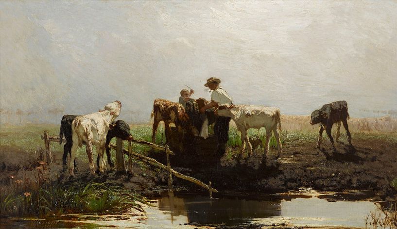 Willem Maris-Kalveren in een trog 1863 van finemasterpiece
