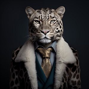 Léopard avec costume et manteau