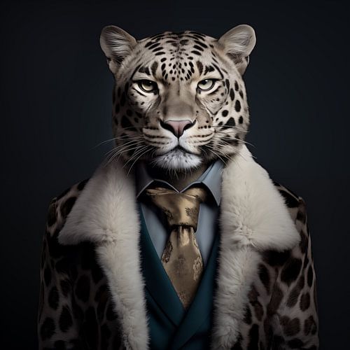Leopard mit Anzug und Mantel von YArt