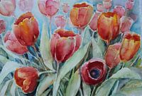 Le jardin de tulipes en feu