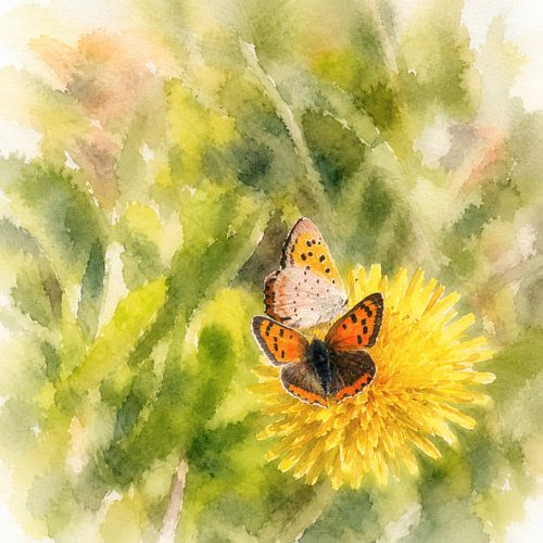 Vlinders in een zomerse aquarel.