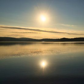 Sunrise over a lake in Sweden, at dawn by Martin Köbsch