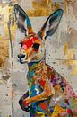 Schilderij Kangaroe Goud van Kunst Kriebels thumbnail
