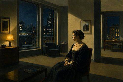 Nachtelijke dagdroom bij het raam