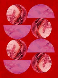 Abstract in rood en roze