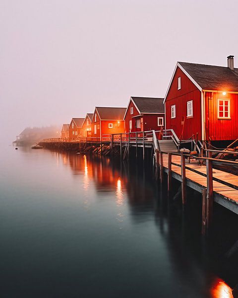 Fischerhütten am Fjord von fernlichtsicht