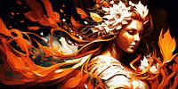 Schilderij Vrouw Herfst - Bladeren van Surreal Media thumbnail