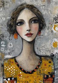 Women's portrait painting | Radiant Beauty in Grey by Abstract Painting