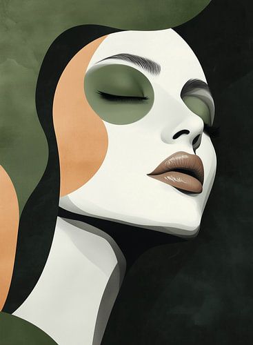 Portrait féminin stylisé dans une harmonie géométrique