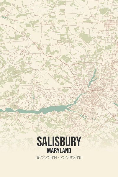 Carte ancienne de Salisbury (Maryland), Etats-Unis. par Affiches de lieux