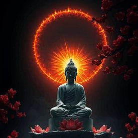 Buddha in Deep Meditation – Spiritual Serenity Art by MIROKKU