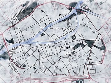 Kaart van Kortrijk centrum in de stijl 'White Winter' van Maporia