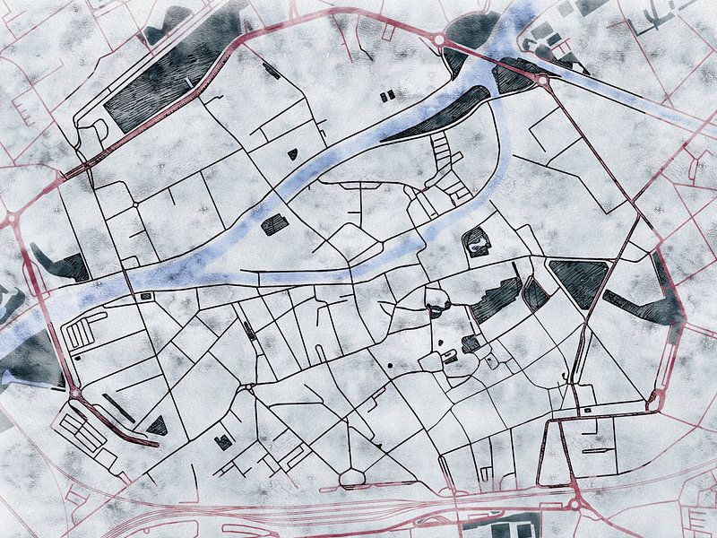 Karte von Kortrijk centrum im stil 'White winter' von Maporia