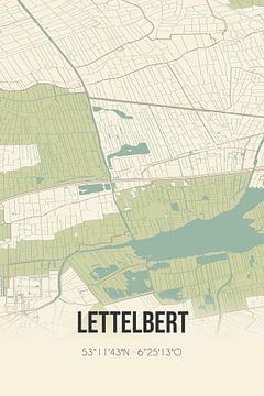 Vintage landkaart van Lettelbert (Groningen) van MijnStadsPoster