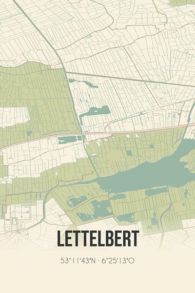 Vintage map of Lettelbert (Groningen) by Prints of Place