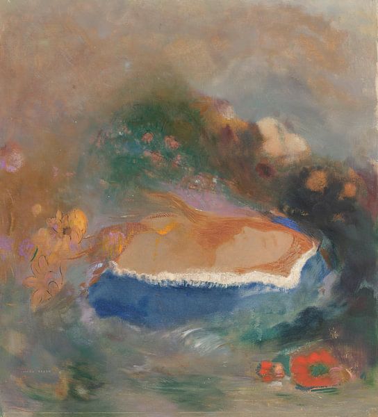 Ophélie, la cape bleue sur les eaux, Odilon Redon van Meesterlijcke Meesters