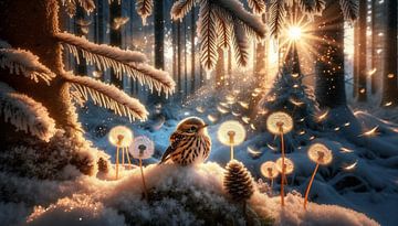 Enchanting bird life in a winter wonderland by artefacti