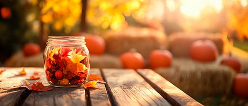 Herfstdecoratie in een glas