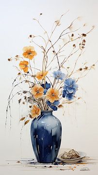 gedroogde bloemen in een Kintsugi vaas van Gelissen Artworks