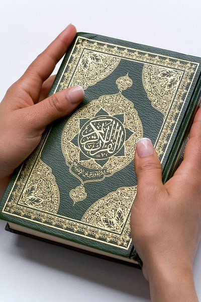 Women's hands with a closed Koran book by Frans Rombout