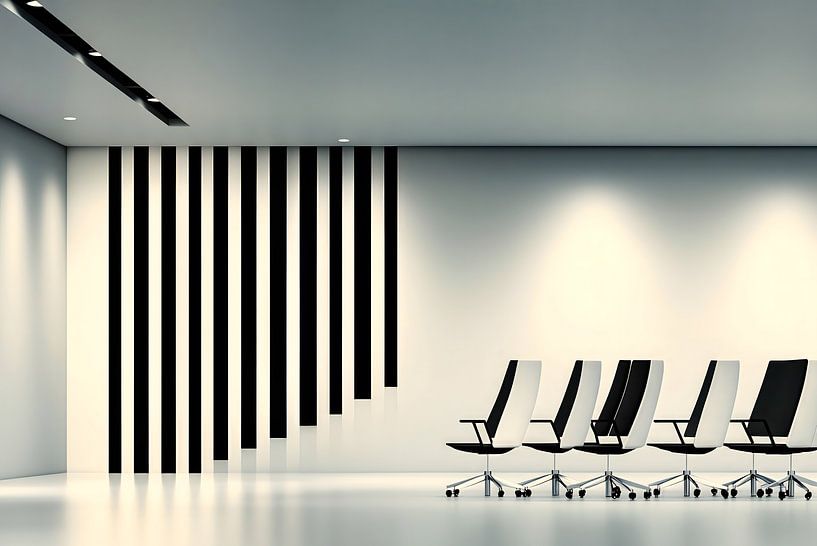 Modernes Büro mit Streifenwand von Frank Heinz