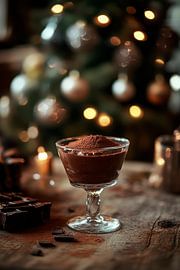 Chocolademousse tegen een feestelijke achtergrond van Poster Art Shop