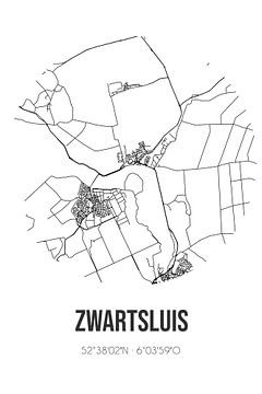 Zwartsluis (Overijssel) | Karte | Schwarz und Weiß von Rezona