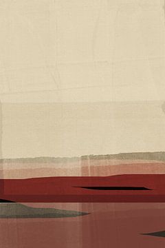 Japandi. Minimalistisch abstract landschap in bruin en beige van Abstract Minimalist Art