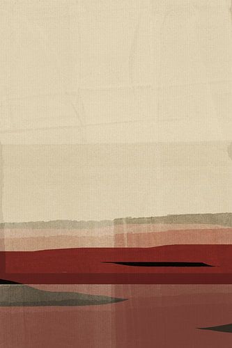 Japandi. Minimalistisch abstract landschap in bruin en beige