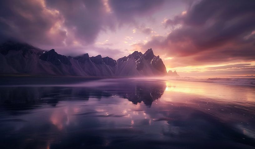 Goldene Stunde an Islands Klippen von fernlichtsicht