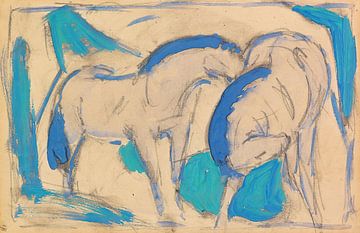 Twee paarden, blauwgroen (1911) van Franz Marc van Peter Balan