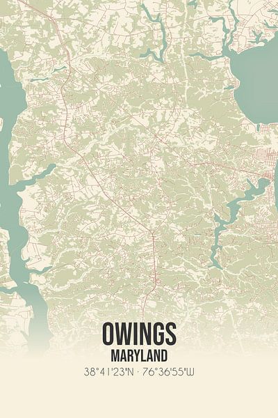 Vintage map of Owings (Maryland), USA. by Prints of Place