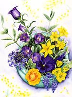 Frühlingsblumen blau gelb