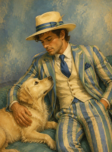 A stylish friendship – a man with a Labrador