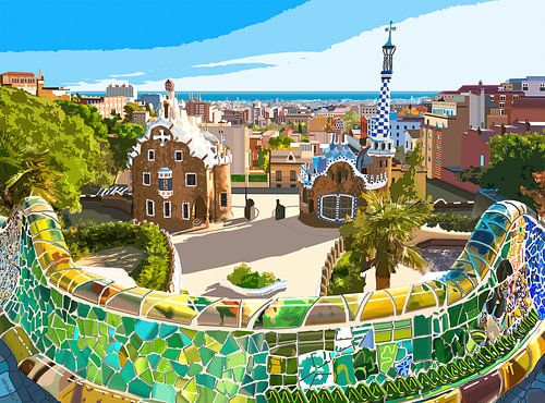Parc Guell à Barcelone, Espagne.