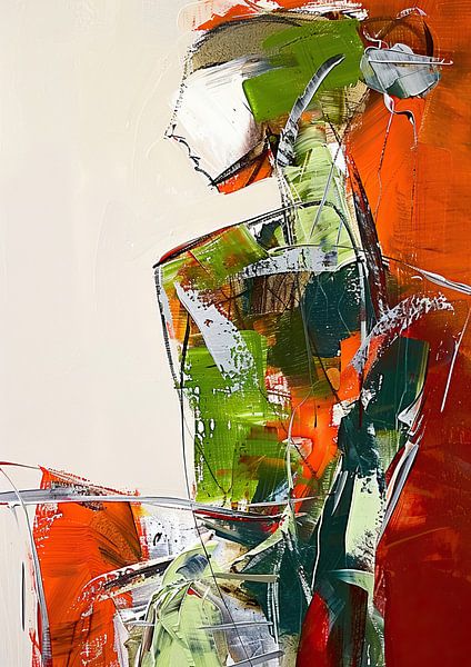 Woman in Orange | Female Portrait in Colours by Eye catching paintings