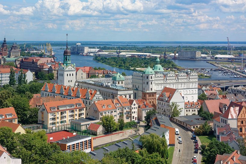 Uitzicht op Szczecin met het kasteel van de Pommerse hertogen van Gisela Scheffbuch