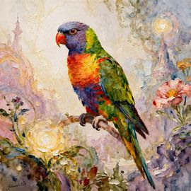 Les plus beaux oiseaux du monde - Le loriquet arc-en-ciel sur Johannas Art Creations