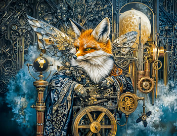 Renard steampunk dans la brume